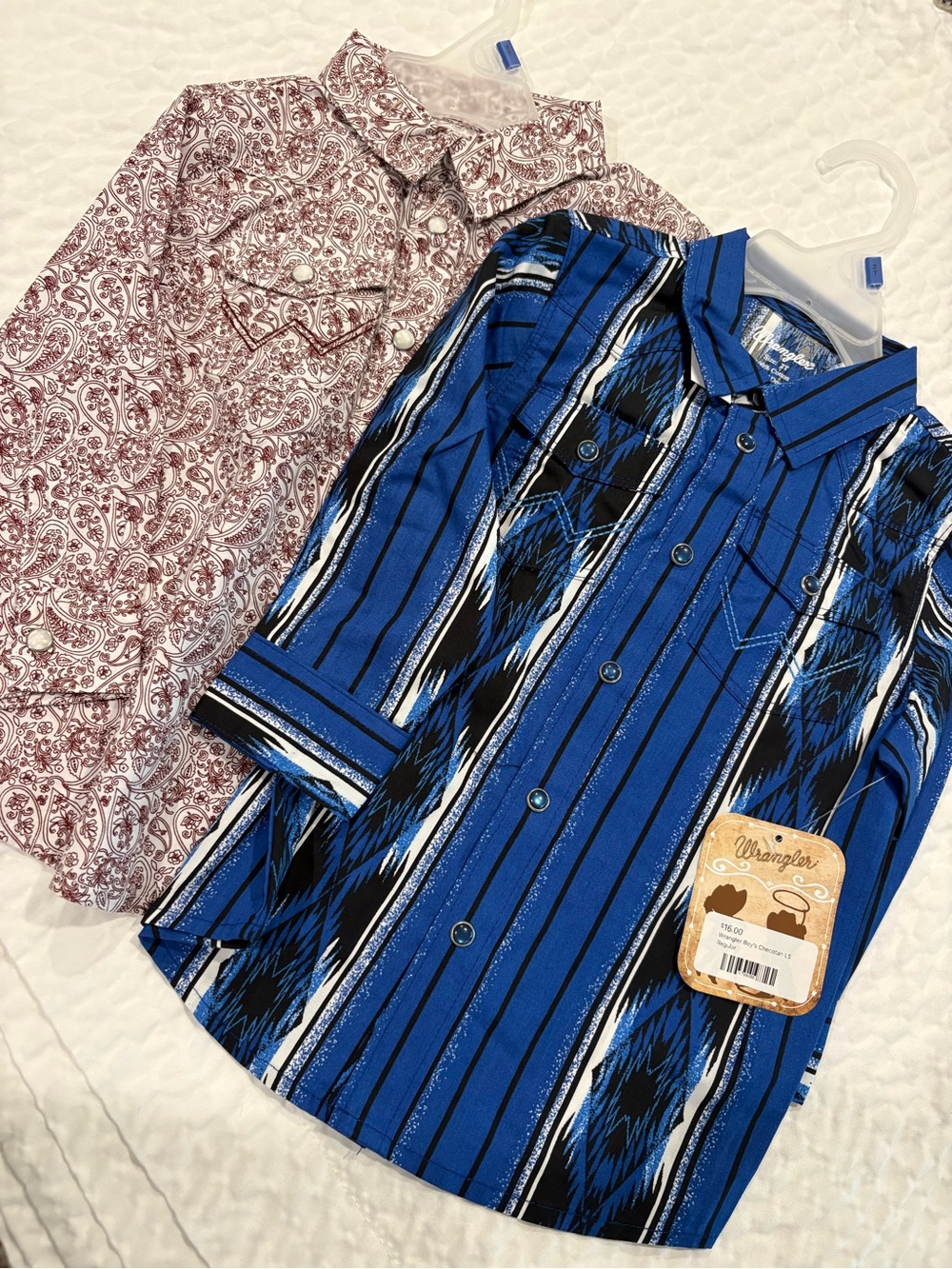 Wrangler Blue and Black Striped Western Shirt
